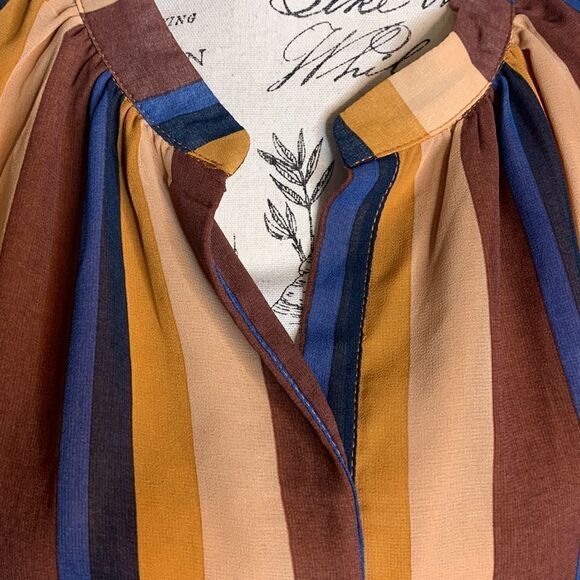 VICI SLEEVELESS STRIPED SILK WOMEN'S TOP SIZE S EARTH TONE - Picture 6 of 6